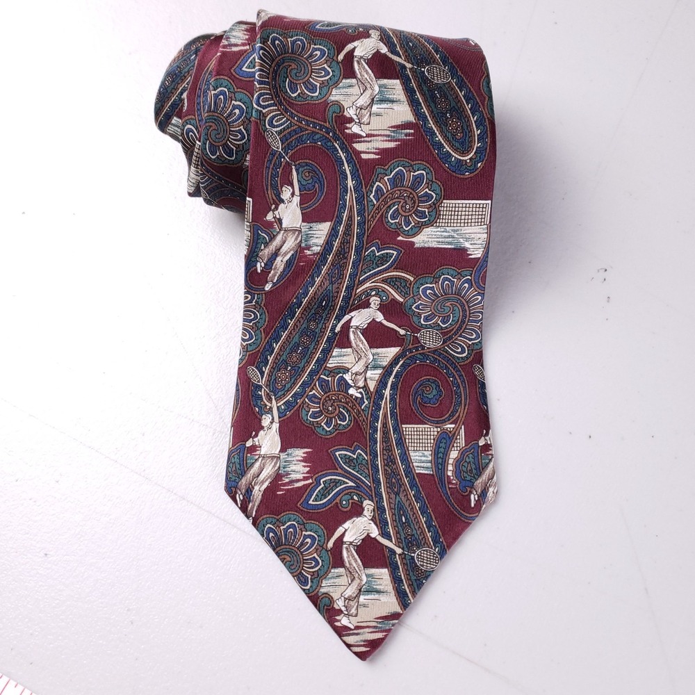 Vintage‎ Hanover St. Silk Tie Men's Paisley Tennis Player Novelty 90s USA